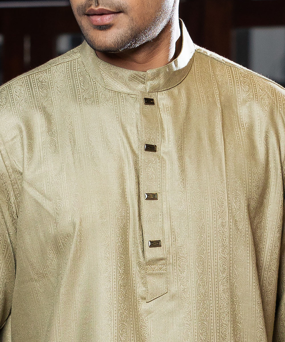 Light Olive Jacquard Panjabi