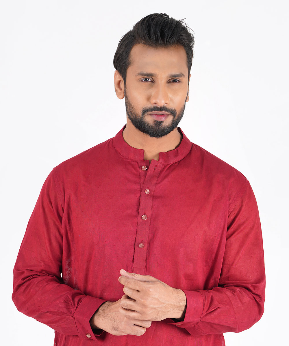 Maroon Cotton Panjabi