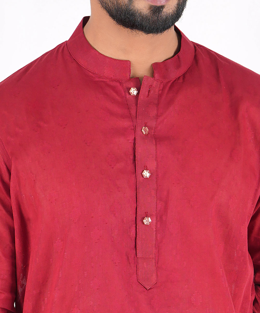 Maroon Cotton Panjabi