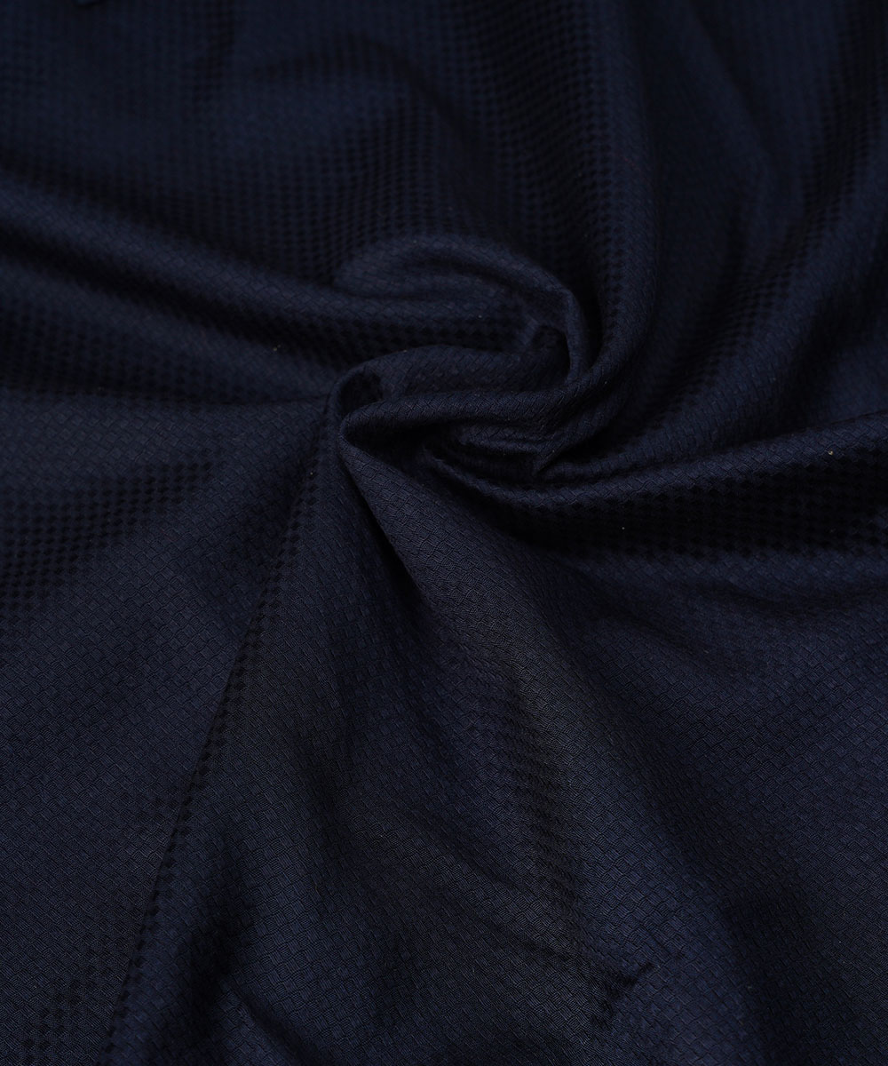 Navy Blue Coontrast Doby Cotton Slim Fitted Panjabi