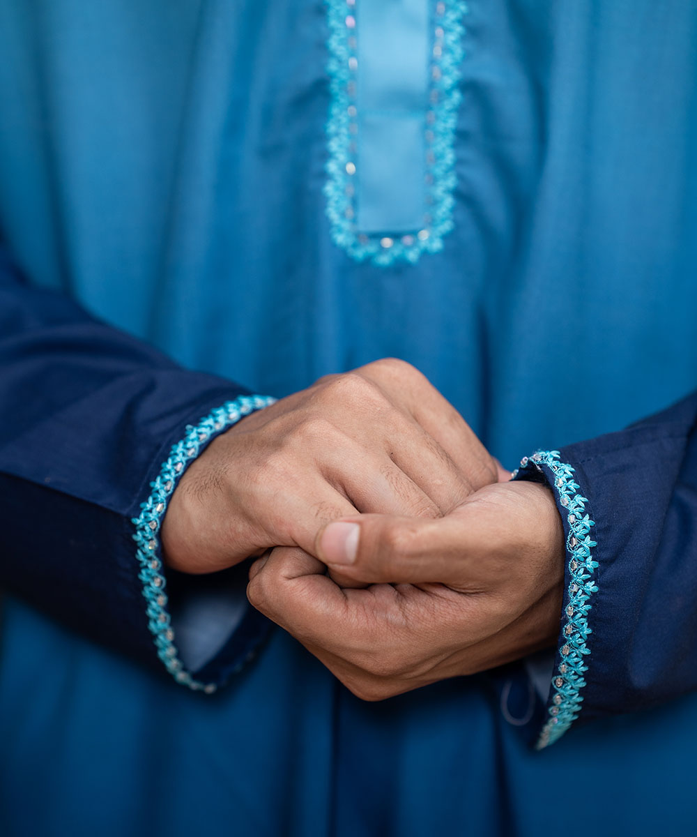 Blue Ombre Dyed Cotton Panjabi