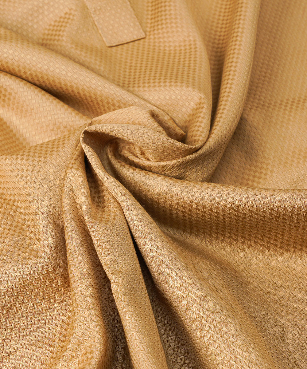 Pale Golden Dobby Cotton Slim Fitted Panjabi