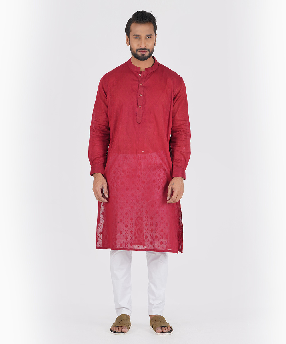 Maroon Cotton Panjabi