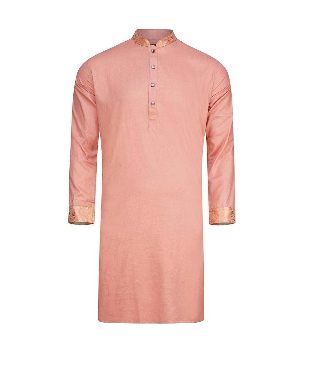 Oriental Pink Doby Cotton Slim Fitted Panjabi
