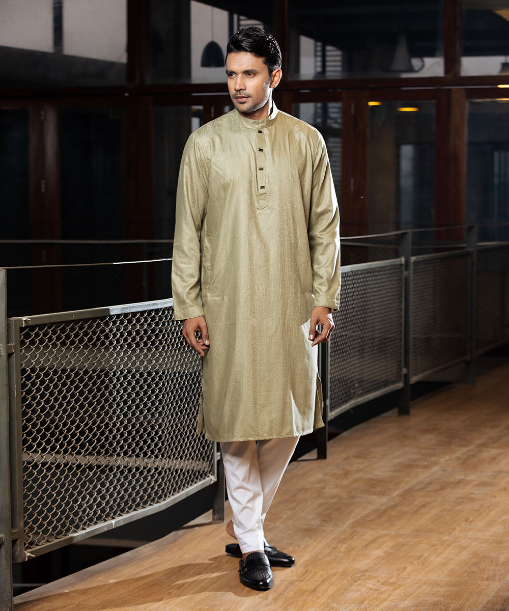 Light Olive Jacquard Panjabi